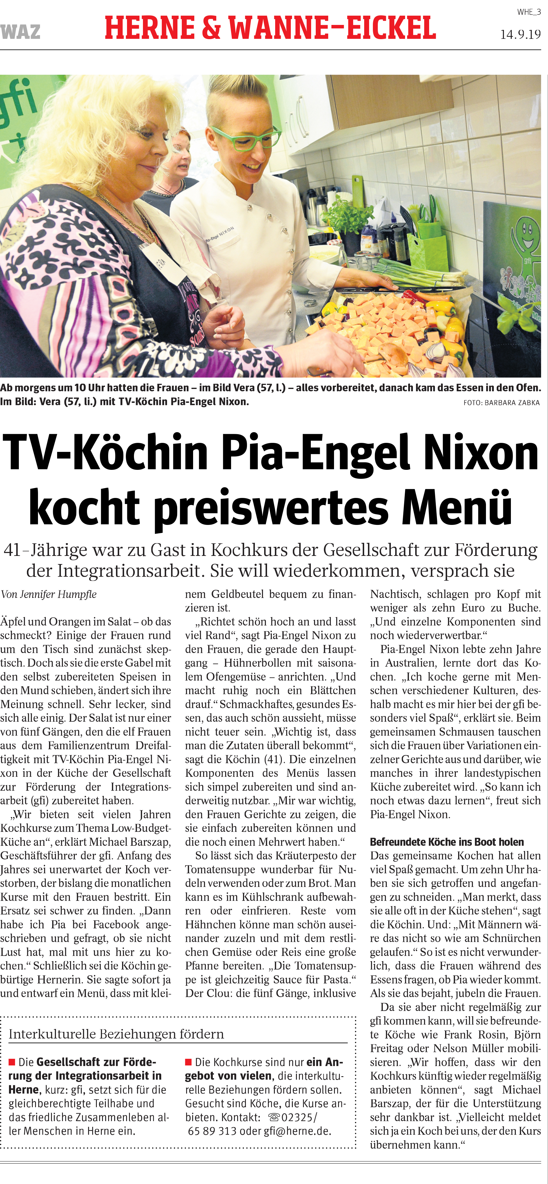 Kochkurs mit der gfi Herne